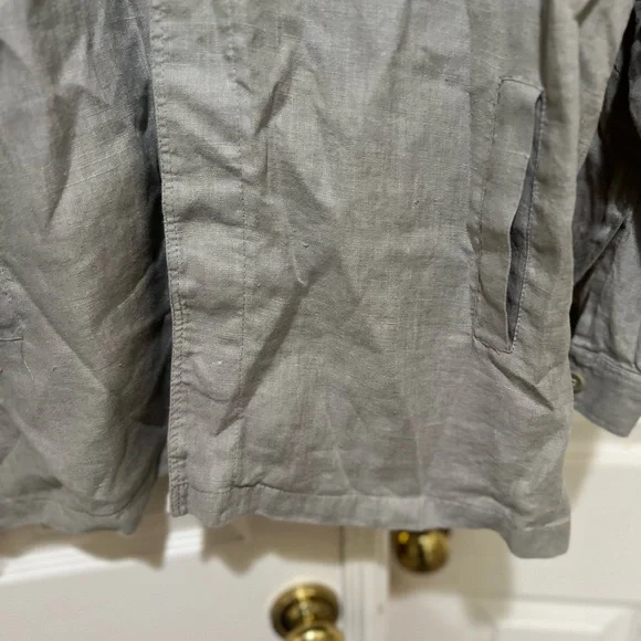 Haupt‎ Germany Linen Button Down Mens Large Long Sleeves Gray Shirt Patch Elbow